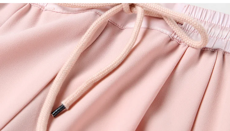 Amii минималистский для женщин брюки для девочек сезон: весна-лето 2019 повседневные спортивные однотонные эластичный шифоновый пояс