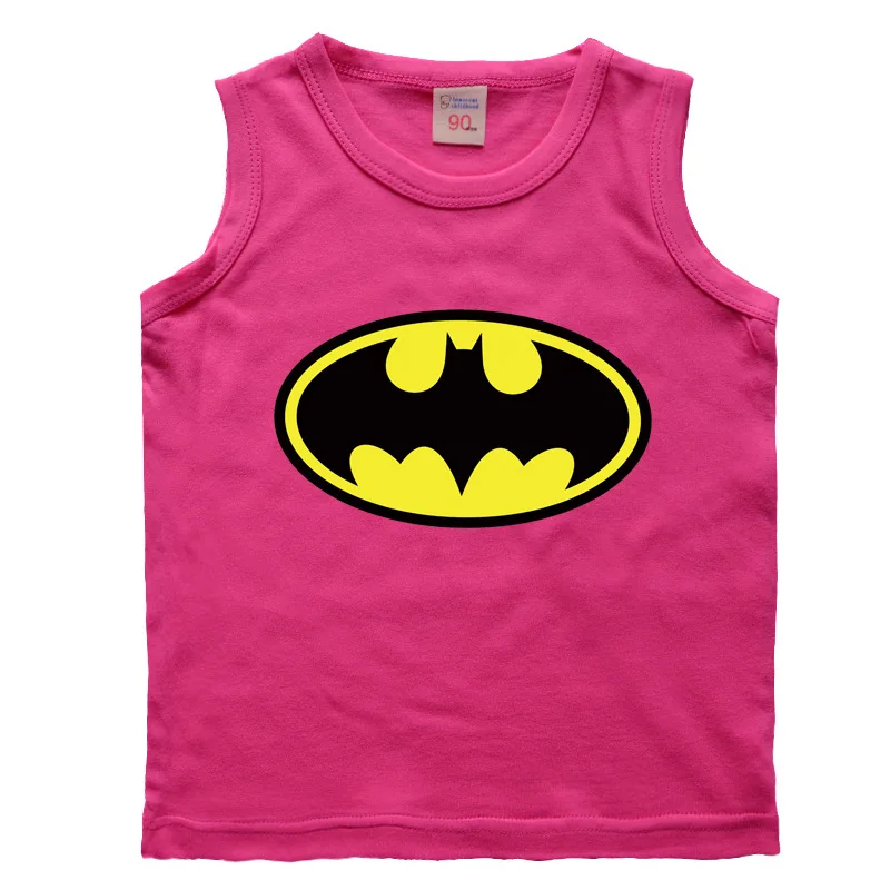 Детская одежда хлопковый жилет с Бэтменом для мальчиков и девочек Футболка топы, футболки, нижнее белье для малышей 10 цветов - Цвет: rose red