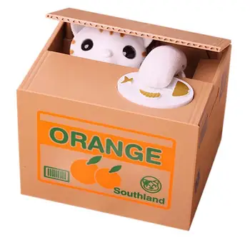 

1pc Automatic Stealing Coin white Cat Coins Penny Cents Piggy Bank Saving storage Box Money Box Kids Gifts Digital Coin Jar