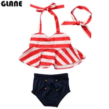 Летний купальный костюм в полоску для маленьких девочек, купальный костюм, танкини, комплект бикини, пляжная одежда для детей от 0 до 4 лет