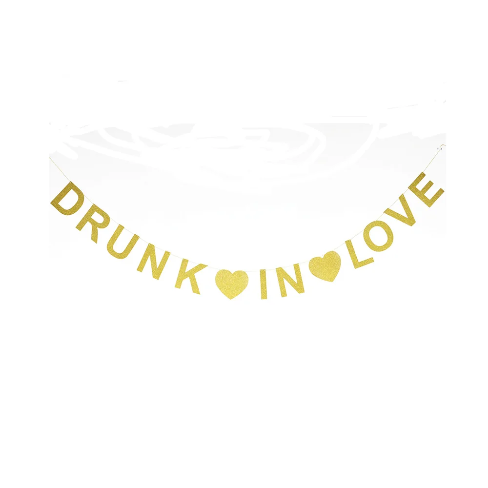 Drunk in Love Gold Glitter Letter Banner Photo Prop Backdrop for Bachelorette Party Bridal Shower Hanging Decor | Дом и сад