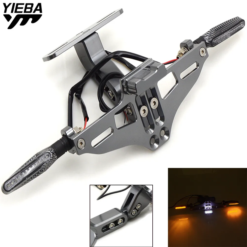 Universal Motorcycle Bracket Licence Plate Holder LED Turn Light FOR KTM BMW HONDA YAMAHA MT07 MT09 YZF R1 R6 KAWASAKI Z800 Z900