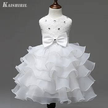 

Girls Wedding Dresses Baby Costume Children Princess Layered Dress 2018 Kids Clothing for girl Party