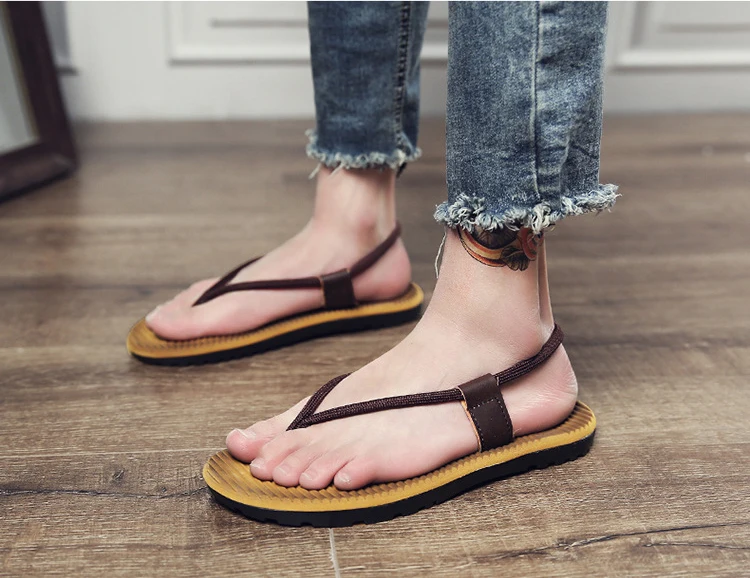 M-anxiu/ летние сандалии с открытым носком; выразительные стильные тапочки на мягкой резиновой подошве; Мужская дышащая Повседневная пляжная удобная летняя обувь