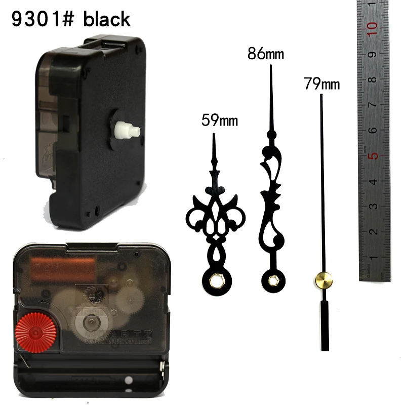 

12888SA Snap In Type wall clock mechanism with 9301# black hands Silent Plastic DIY Clock Accessory kits Sweep Quartz Movement