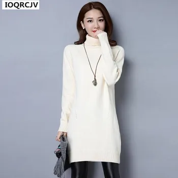 

Women Long Sweater 2018 New Turtleneck Pullovers Winter Tops Solid Knit Sweaters Autumn Pullover Plus Size Women Clothing K866