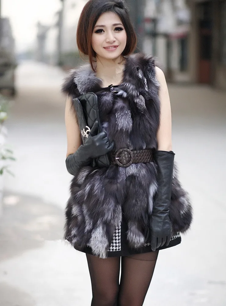 Low! Genuine fox fur vest women's long fox fur jacket winter fox fur coat OEM/Retail/Wholesale/free shipping TF0397