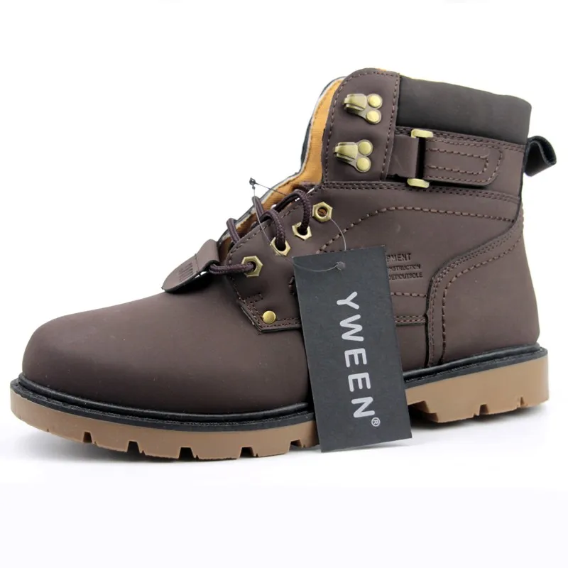 YWEEN/сезон осень-зима; мужские ботинки; Лидер продаж; Мужская однотонная обувь из искусственной кожи на шнуровке; модные ботинки в байкерском стиле; Мужская Уличная обувь