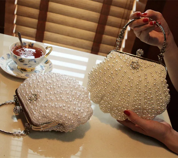 

Party elegant purse pear shell shape wristlets women clutches
