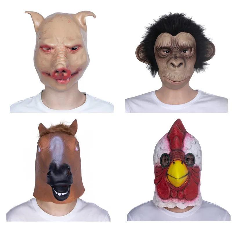 Дешевая латексная маска в виде животного на Хэллоуин, голова лошади, маскарадный костюм на Хэллоуин, карнавальный костюм, реквизит