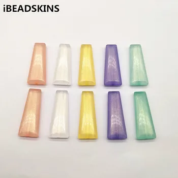 

New arrival 40x16mm 100pcs/lot clear Acrylic Built-in glitter powder Trapezoid-shape beads for jewelry DIY making