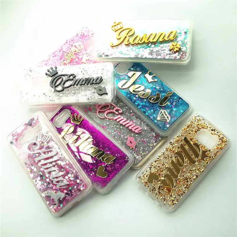 

For iPhone 6 6S 7 8 Plus X Exclusive personality custom name glitter Liquid sand quicksand Phone case soft TPU back cover