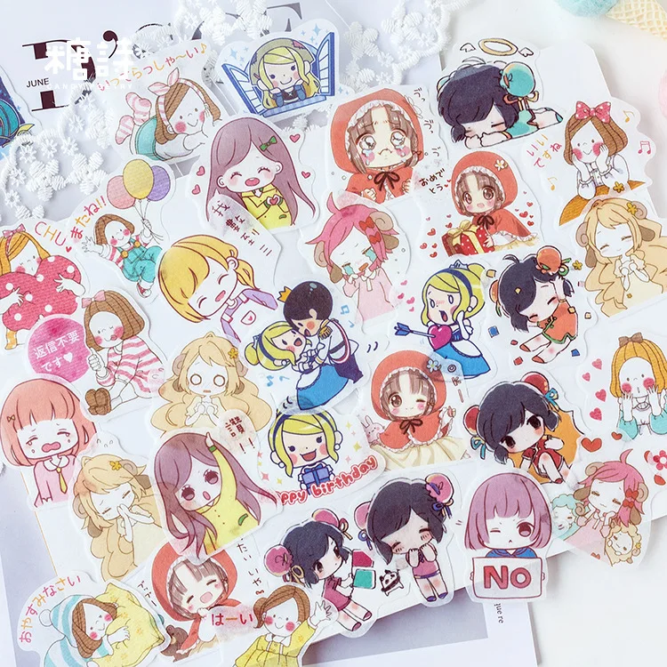 

Japanese Young Character Stickers Set Decorative Stationery Stickers Scrapbooking DIY Diary Album Stick Lable
