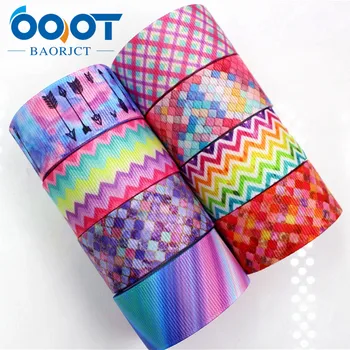 

OOOT BAORJCT 175195 25mm 10yard Geometric Ribbons Thermal transfer Printed grosgrain Wedding Accessories DIY handmade material