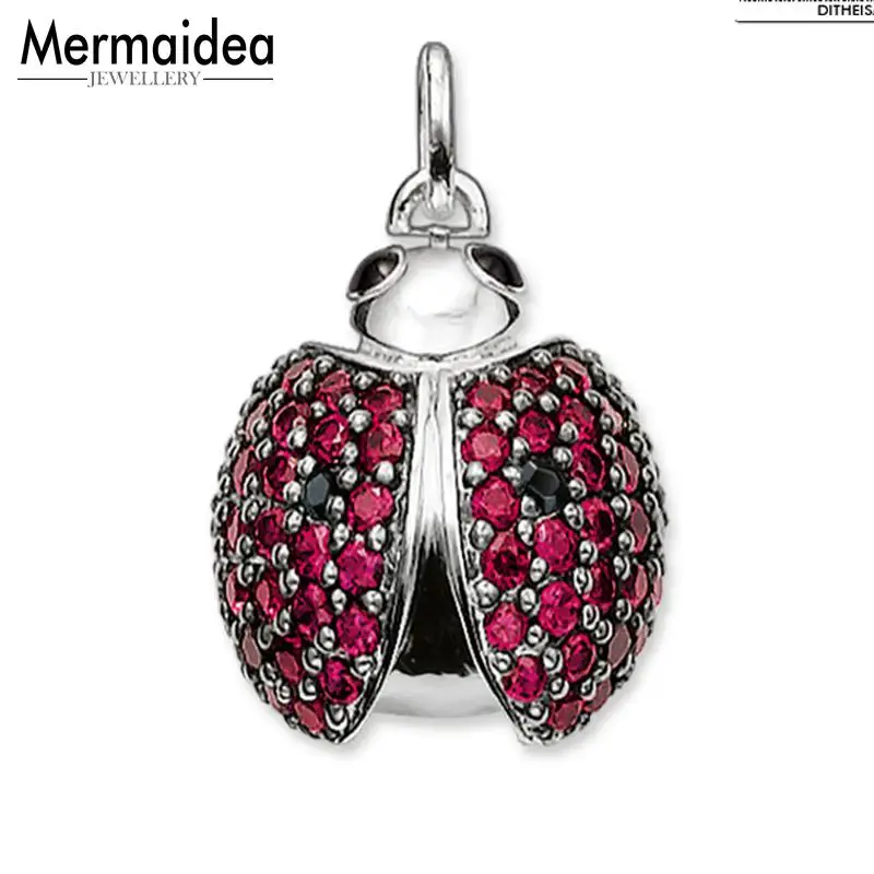 

Pave Set Ladybird Insect Pendant 2019 New Fashion Jewelry 925 Sterling Silver Romantic Gift For Women Girls Fit Necklace