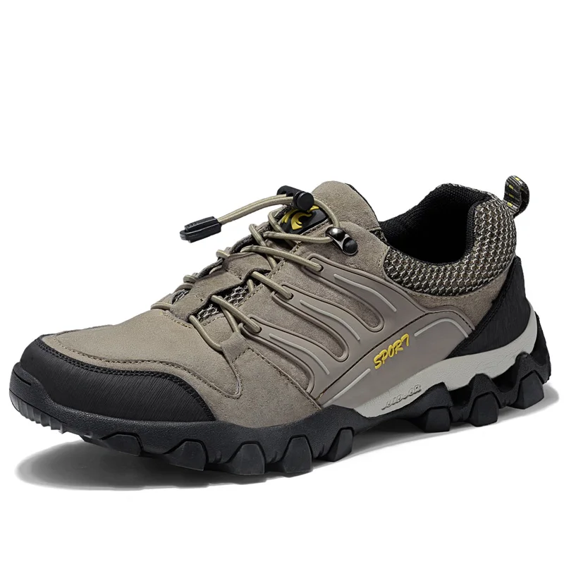 

Hot Sale Leather Hiking Shoes Men New Spring and Autumn Breathable Man Sneakers Light Mens Outdoor Climbing Sport Shoe 3 Colors