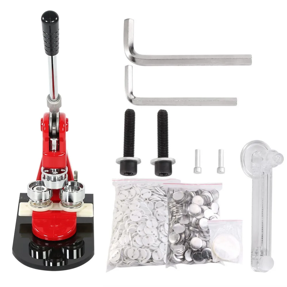 

58mm Button Maker Badge Punch Press Machine W/Mold +1000 Parts Circle Cutter