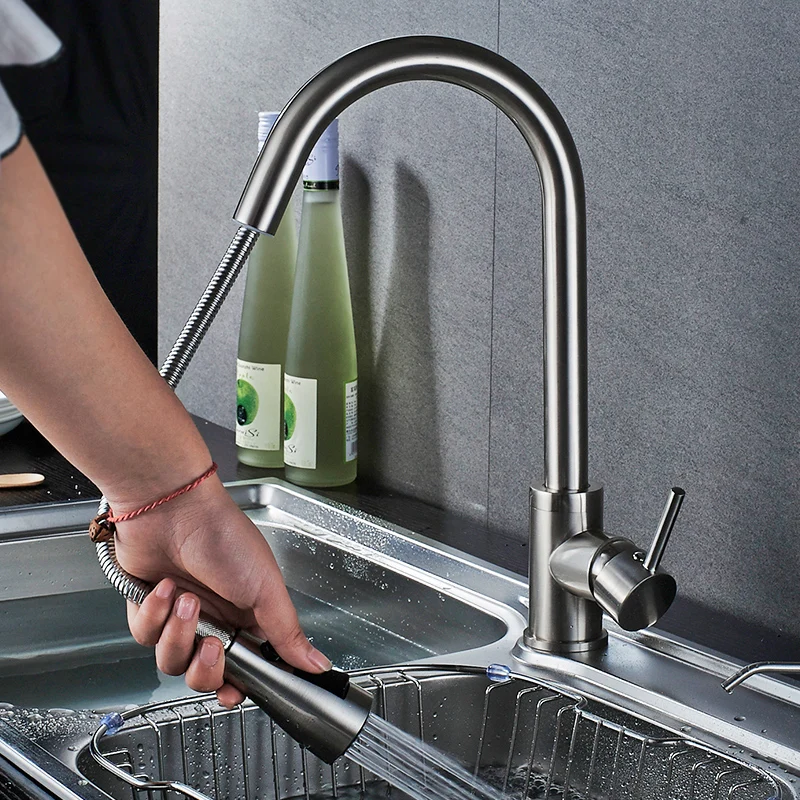 Fapully Brushed Nickel Kitchen Sink Faucet Faucet Pull Out Staintell Steel Kitchen Mixer Tap Fapully Brushed Nickel Kitchen Sink Faucet Faucet Pull Out Staintell Steel Kitchen Mixer Tap