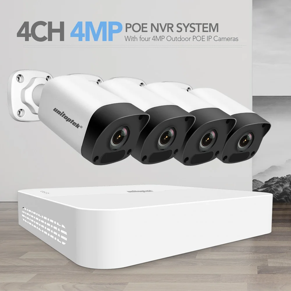 4MP 4CH POE NVR комплект камера видеонаблюдения системы безопасности Ультра 265 200 м POE расстояние ip-камера Onvif уличная система видеонаблюдения