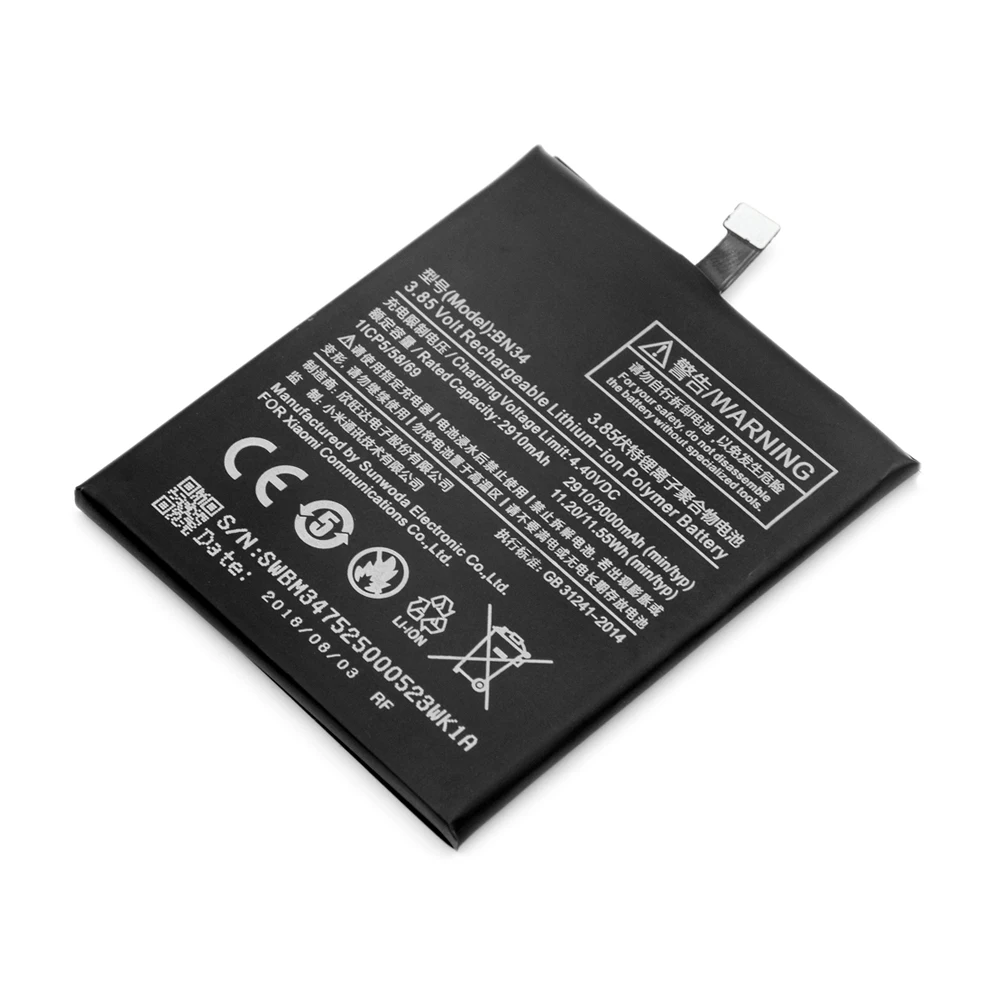 YCDC телефон для Xiaomi Redmi 5A 3,85 V 3000mAh Мобильный сменный аккумулятор BN34 BN 34 BN-34