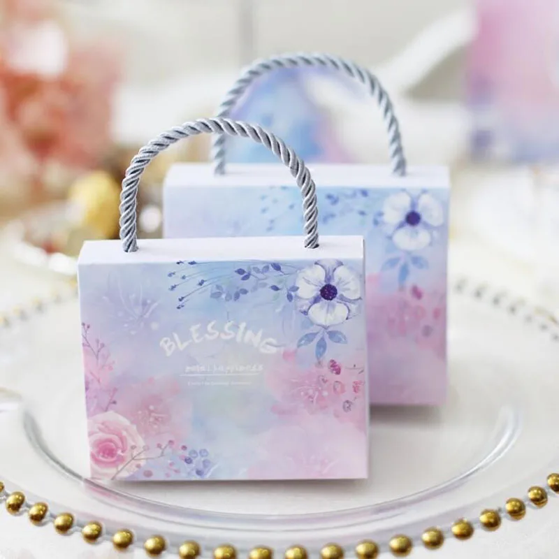 AVEBIEN искренне blessding Baby Shower коробка конфет минималистичный Стиль Свадебные украшения и подарочная сумка для гостей 50 шт - Цвет: Blue