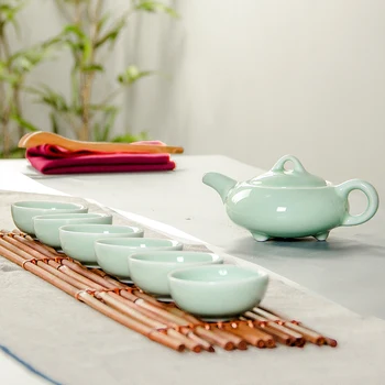 

China miniature tea sets cup celadon Tea set Small Tea cup Exquisite Tea Set 1 teapot 6 cups Chinese Creamic Crafts B012