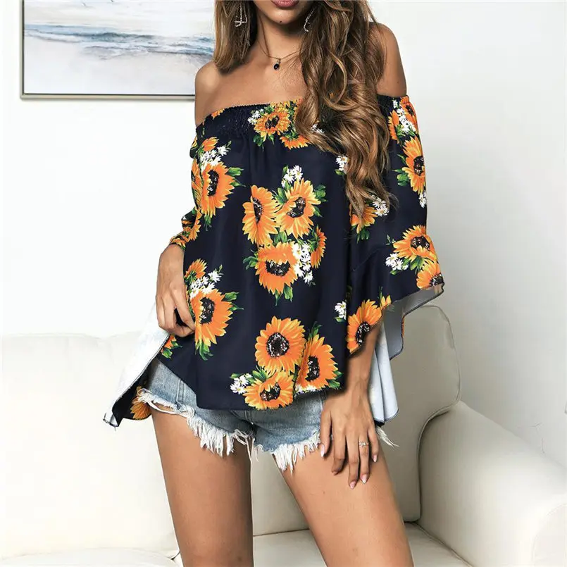 New Women Summer Plus Size Flower Print O-Neck Button Long Sleeve Linen Top T-Shirt Blouse Shirt Elegant Fashion New Tops #4R03 (13)