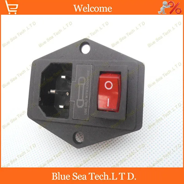 

Free Shipping 2pcs 3 in 1 Fuse switch socket with light Red,AC power socket Plug 3Pin 15A 250V with Fuse Block + 10A Fuse