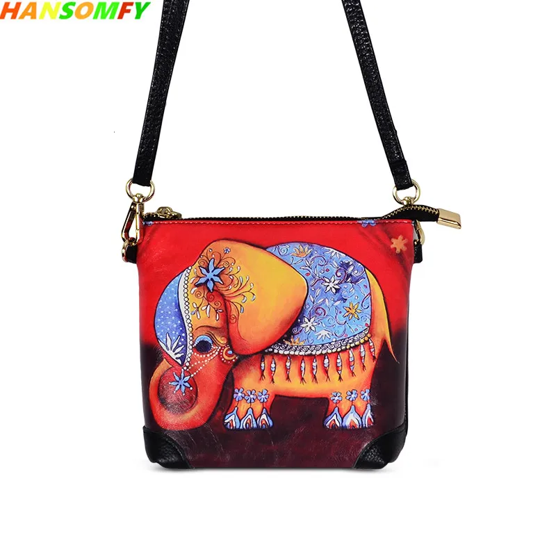 

New women shoulder bag painted bucket bag Genuine leather fashion small handbag personalized cute female Messenger bags