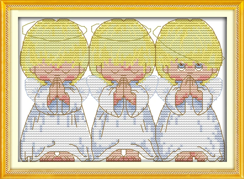 The Pray Little Angels Counted Cross Stitch DIY Needlework 14CT 11CT DMC Kits For Embroidery a Crafts Free | Дом и - Цена: 