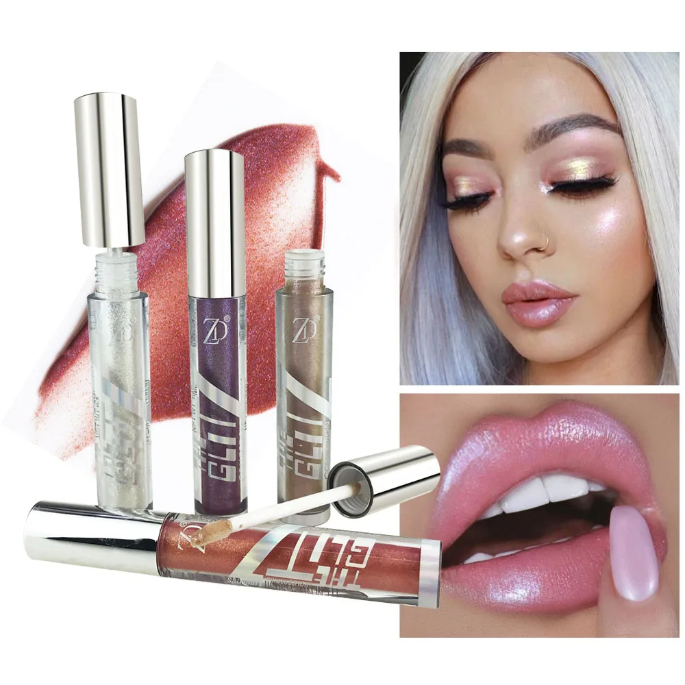 

ZD 6 Colors Liquid Crystal Glow Lip Gloss Glitter Lip Tattoo Eye Shadow Lipstick Long Lasting Pigment Glitter Lips Makeup G5030