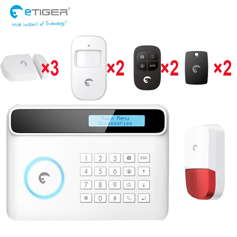e-tiger S4 433mhz alarm system support timed arm/disarm APP remotr control home security kit e-tiger S4 433mhz alarm system support timed arm/disarm APP remotr control home security kit