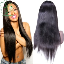 7A brazilian virgin hair lace front human hair wigs black women silky straight glueless full lace wigs with side part stock
