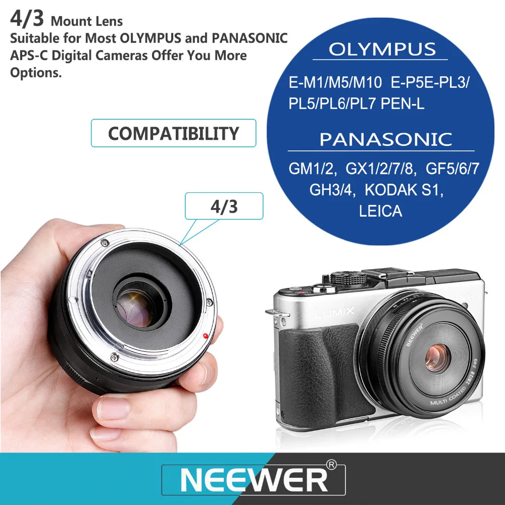 Neewer 28 мм f/2,8 ручная фокусировка Prime фиксированный объектив для OLMPUS/PANASONIC APS-C цифровых камер как E-M1/M5/M10/E-P5E-PL3/PL5/PL6/PL7