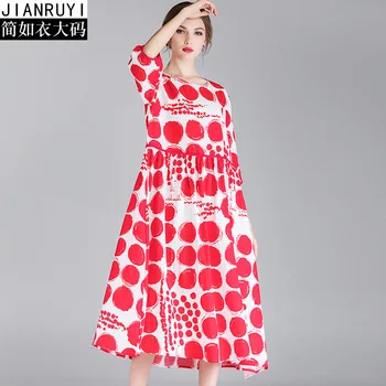 

large dress plus size robe 2019 summer boheme femme floral oversized casual red polka dot floral dresses for women loose