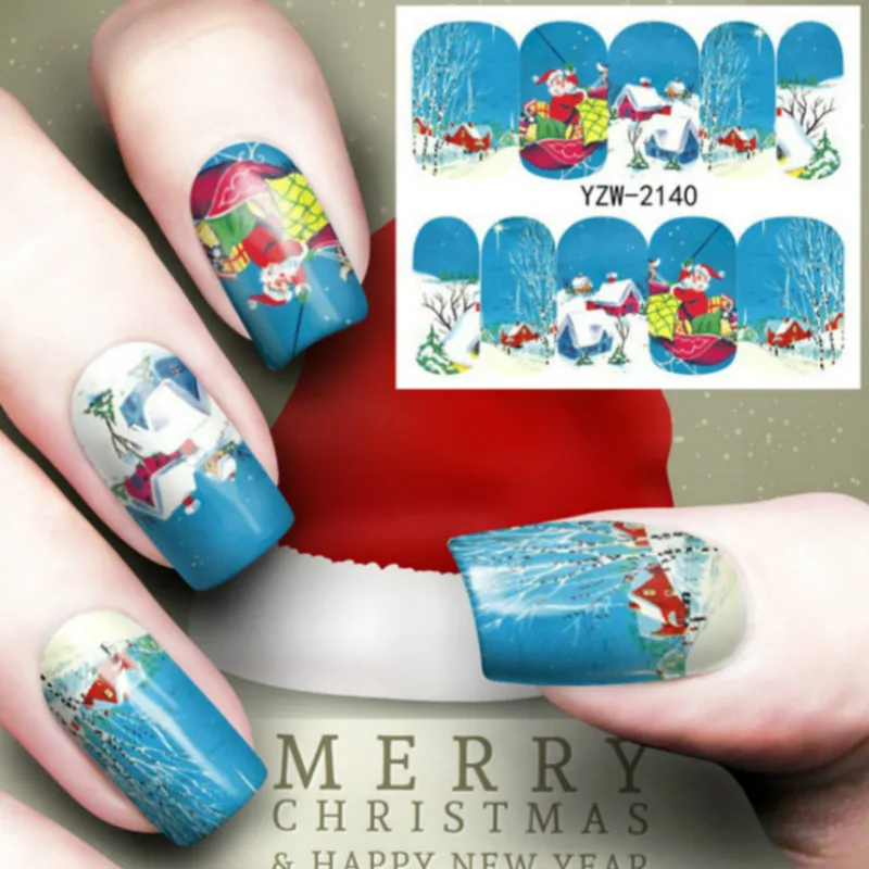 

Blue Man Christmas Hristmas Tree Nail Sticker Water Decals Nail Glitter party special Butterfly woman Nail Art Decoration