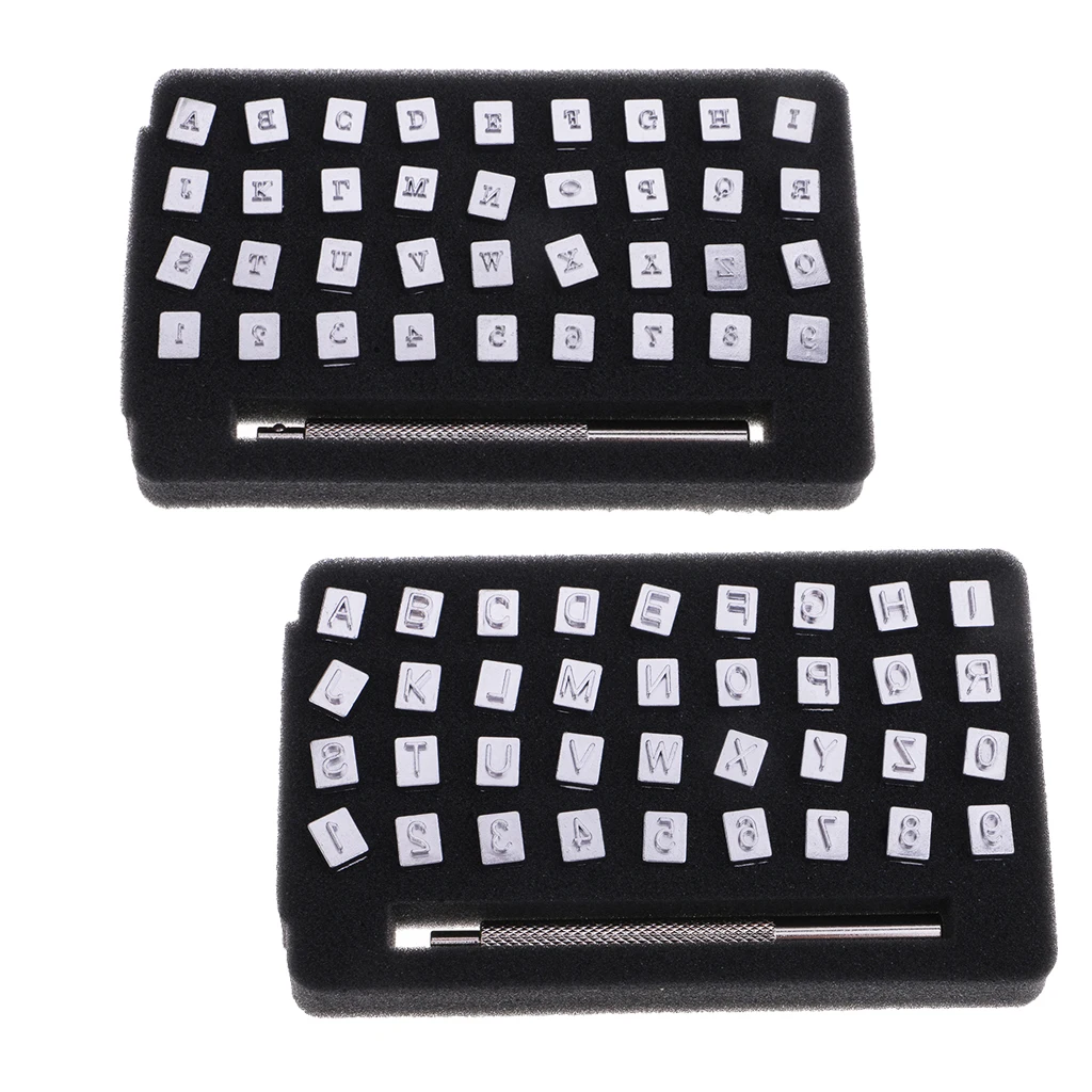 2 Sets 3mm 6mm Steel Alphabet Number Stamp Punch Set For DIY Leathercrafts Tools