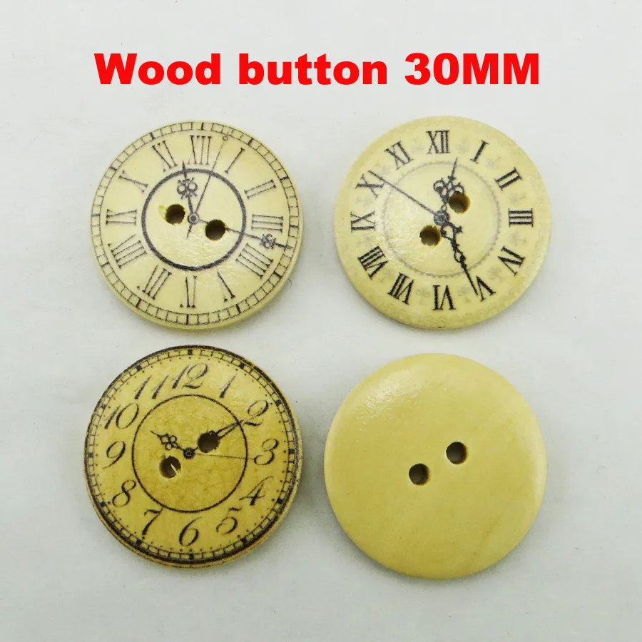 20 шт. часы картина лица 30 мм деревянные кнопки сапоги пальто швейная одежда аксессуары MCB-986