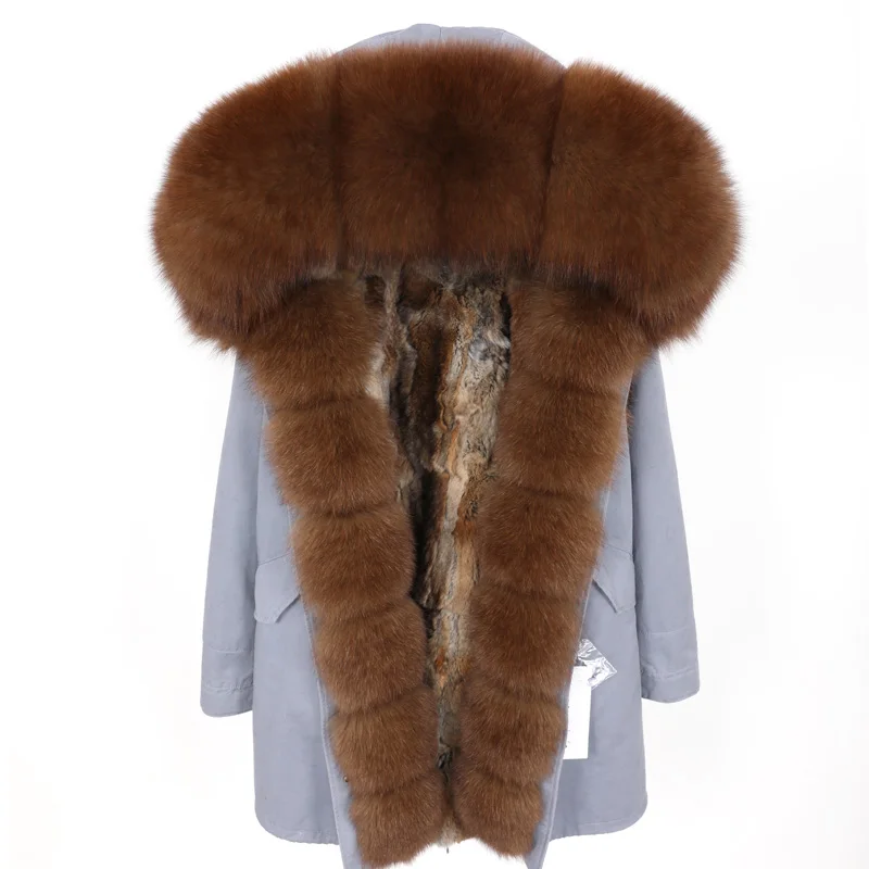 MAOMAOKONG2019 новое зимнее пальто с воротником из натурального Лисьего меха женская куртка с подкладкой из натурального меха кролика Женская одежда - Цвет: 23