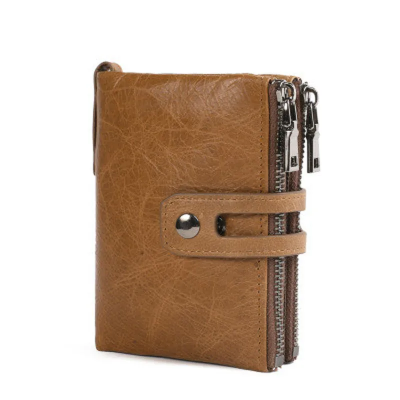 Genuine Leather Men Wallet Small Men Wallets Zipper Hasp Male Wallet