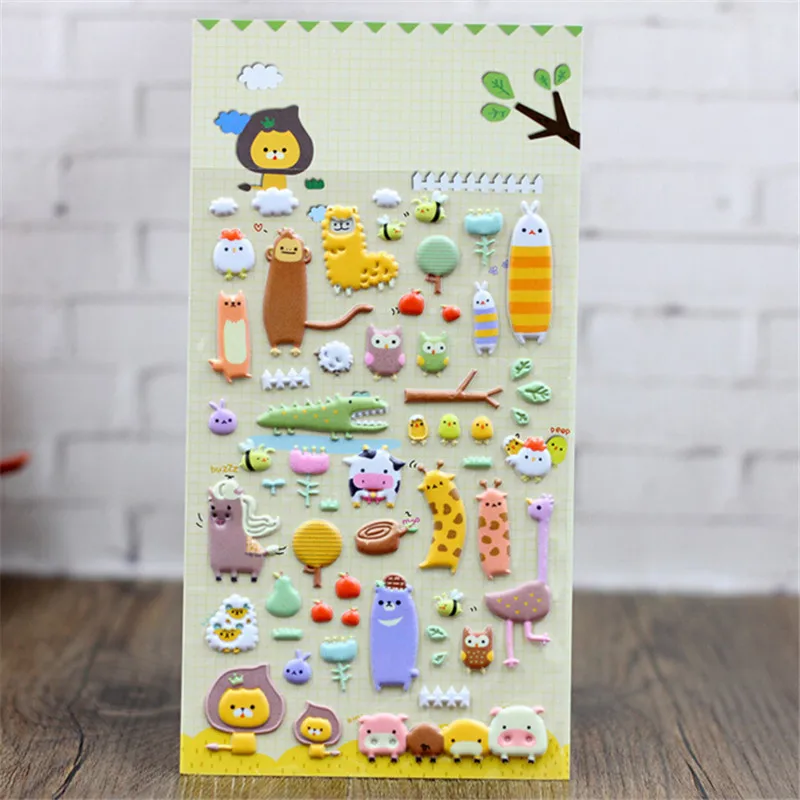 FD4493 Korea Design Animal Farm 3D Bubble Sticker for Diary Reward Moblie Phone☆ 