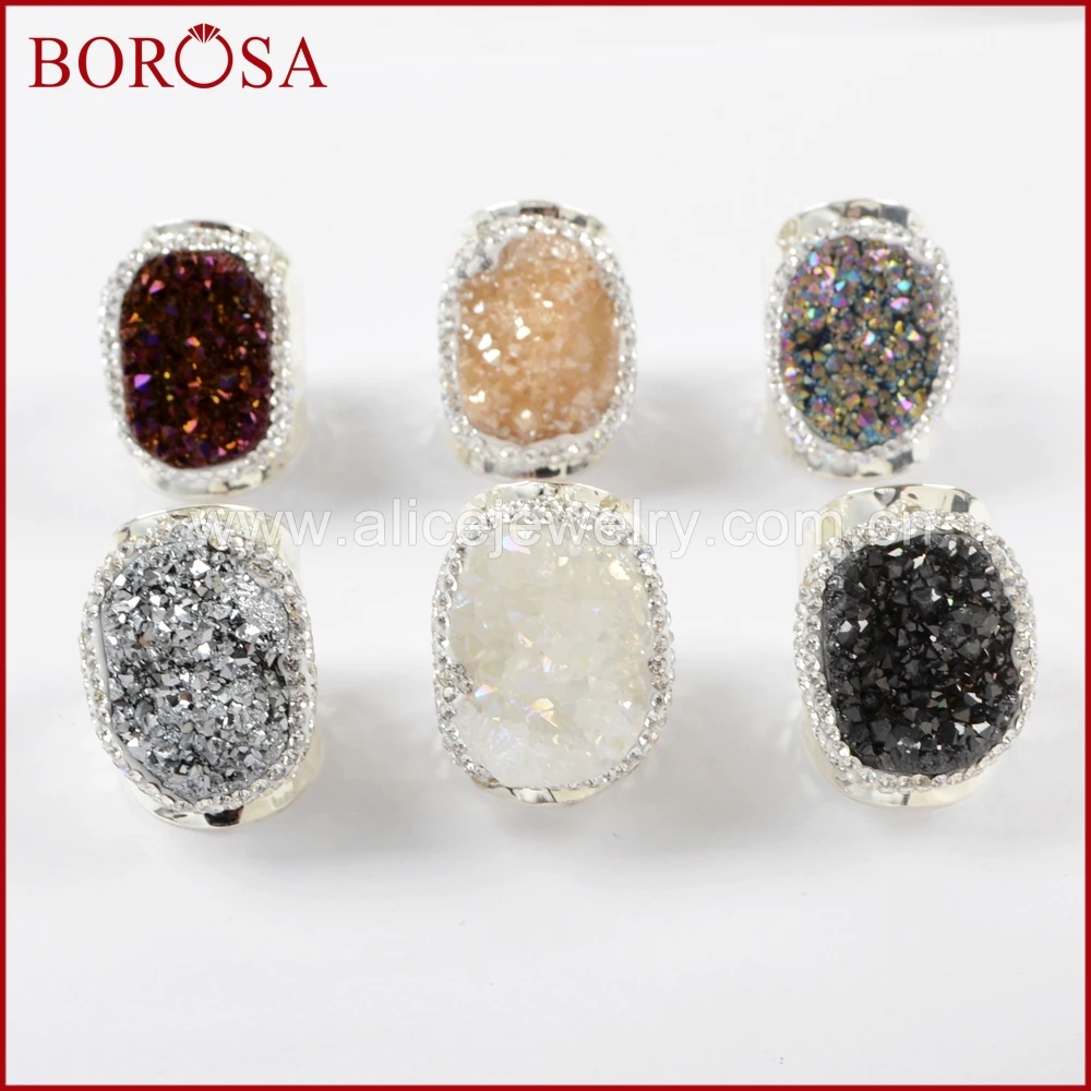 Оптовая продажа модных ювелирных изделий BOROSA 5 шт. кольцо с друзой Стразы