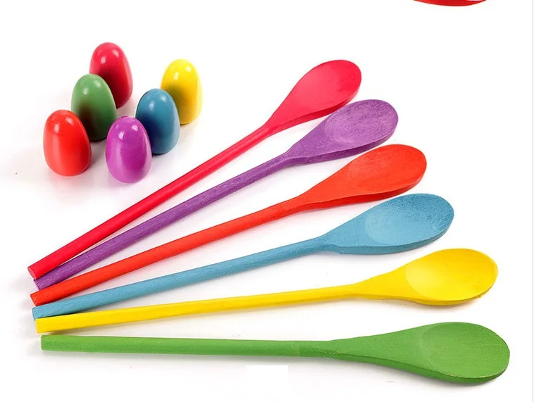 

6 piece/Lot Fun Outdoor Sports wooden balance spoon Toy for boys children school teaching toys