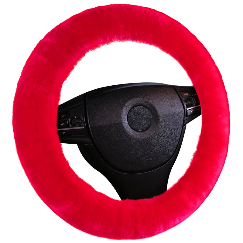 Natural Fur Sheepskin Styling Car steering wheel covers for Car Steering Wheel woman man Australian Wool Auto Parts leather