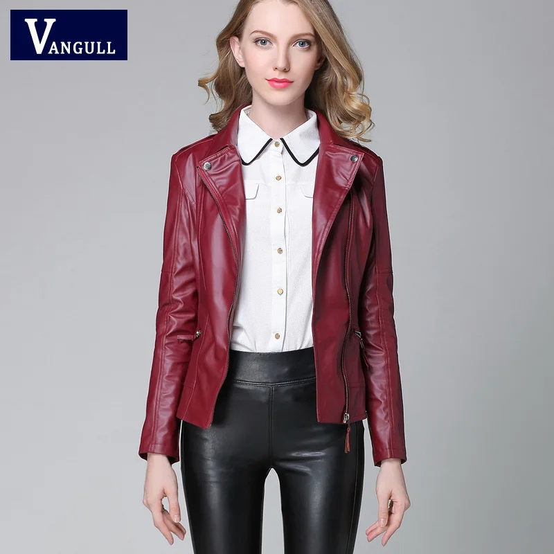 New  Elegant Spring Autumn Leather Jacket 2018 New Women's Short Black RED PU Leather Coat Ladies Slim M