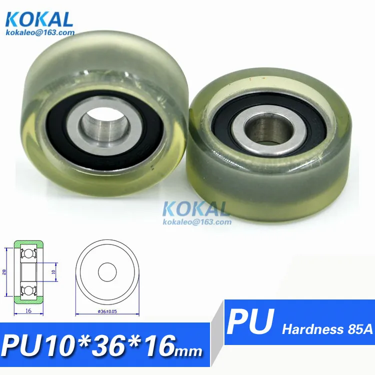 

[PU1036-16] 5PCS TPU 6200RS bearing roller wheel guide sliding door platen type PU rubber wheel pulley 10*36*16
