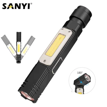 

COB LED USB Flashlight 5 Modes White Red LED Handfree Torch Rechargeable Magnetic Working Light For Car Repairing Emergency