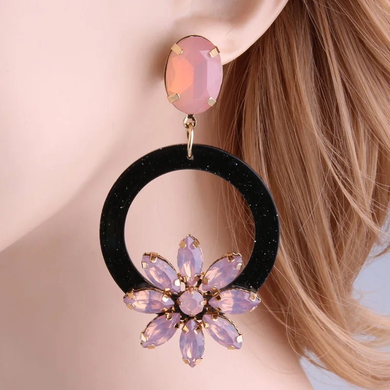 

NeeFu WoFu Flowers Earrings For Woman flower Resin Big Earring Brand Large Long Brinco Ear Oorbellen Factory direct sales