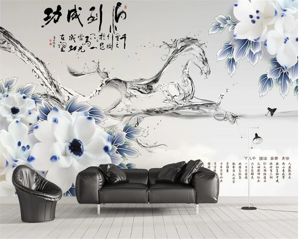 

photo wall mural wall paper horse to success relief flower background wall painting wallpaper for walls 3 d flooring Beibehang