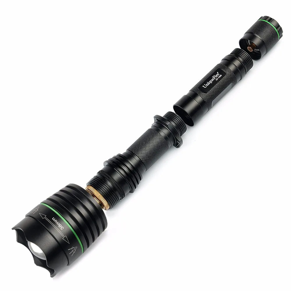UniqueFire 1508-38 Aluminum Alloy LED Flashlight Cree XPE XPGXRE Torch 18650  Zoom Light Lamp For Emergency+Two Slot Charger31